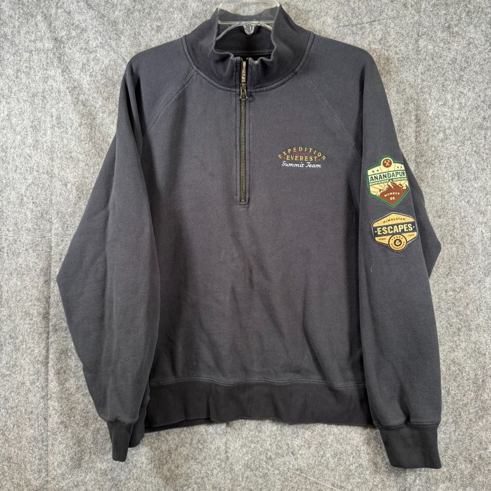 Disney Parks Expedition Everest Summit Team 1/4 Zip Sweatshirt Mens XL Patches